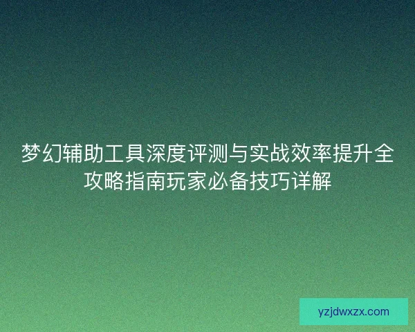 梦幻辅助工具深度评测与实战效率提升全攻略指南玩家必备技巧详解