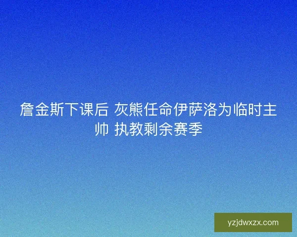 詹金斯下课后 灰熊任命伊萨洛为临时主帅 执教剩余赛季
