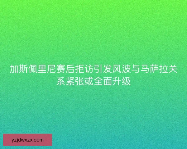 加斯佩里尼赛后拒访引发风波与马萨拉关系紧张或全面升级