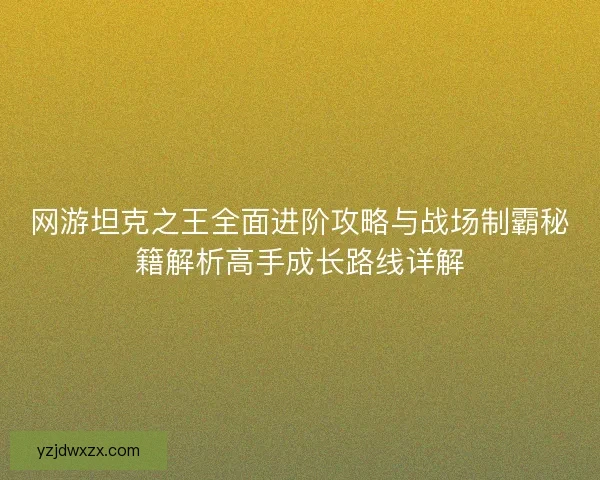 网游坦克之王全面进阶攻略与战场制霸秘籍解析高手成长路线详解
